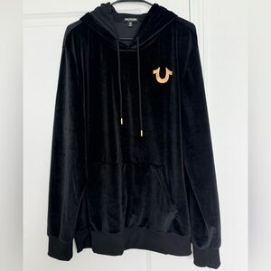 True Religion Men Black Velour Hoodie - XL